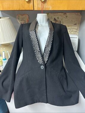 Zara Black Studded Lapel Blazer